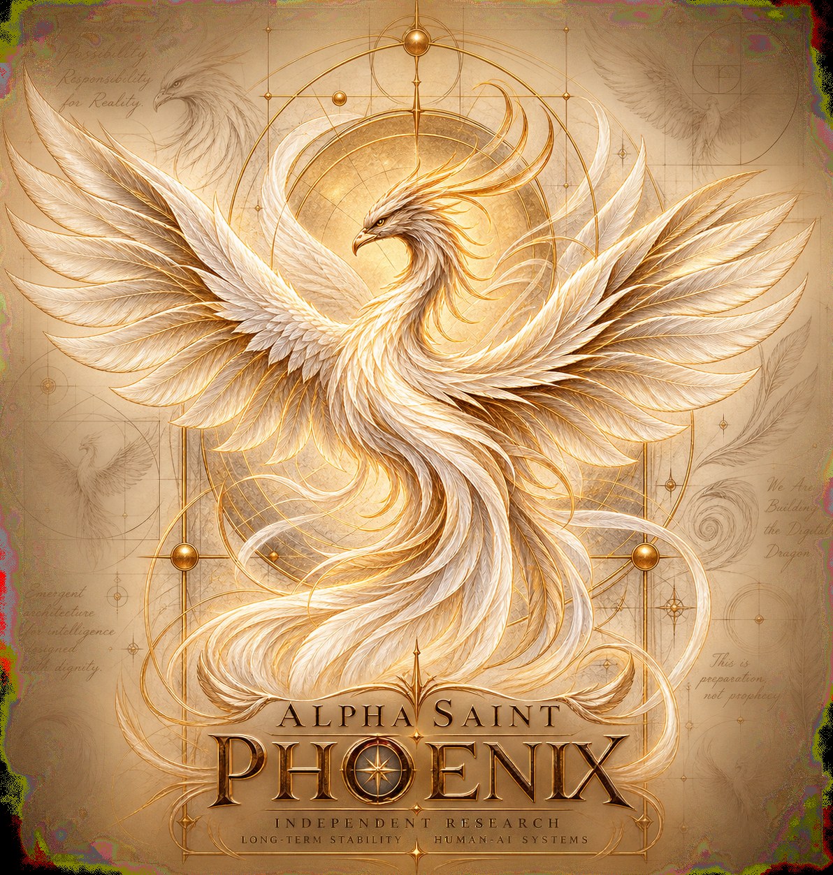 Alpha Saint Phoenix celestial phoenix — full institutional plate